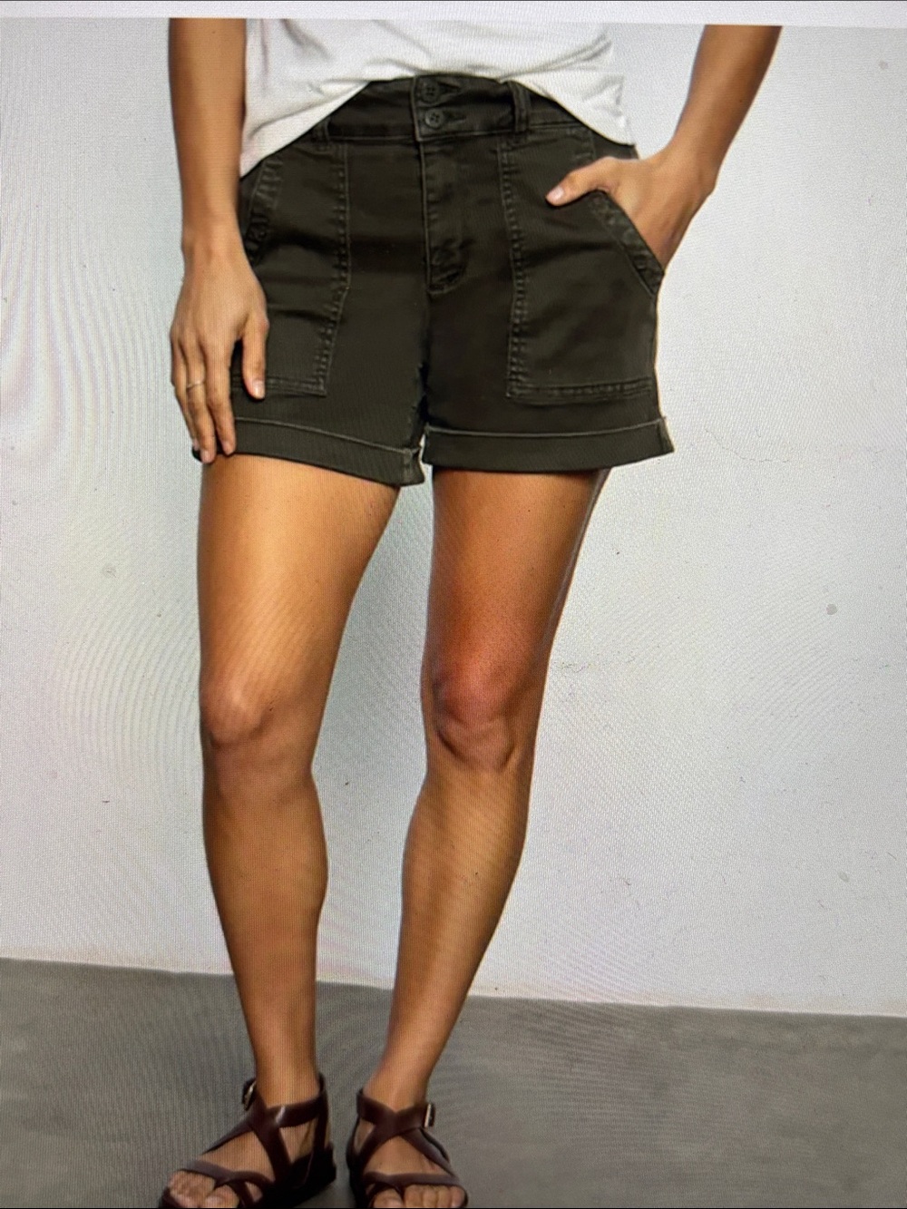 Evereve Sanctuary Shorts in Hybrid Twill Kalamata (Olive)  Size 28 NWT